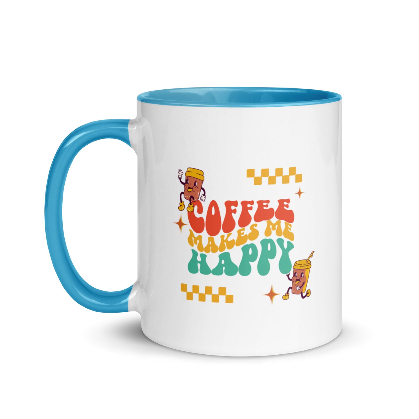 Coffee Makes Me Happy White Mug with Color Inside