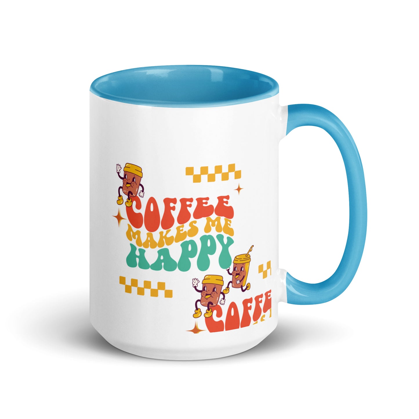 Coffee Makes Me Happy White Mug with Color Inside