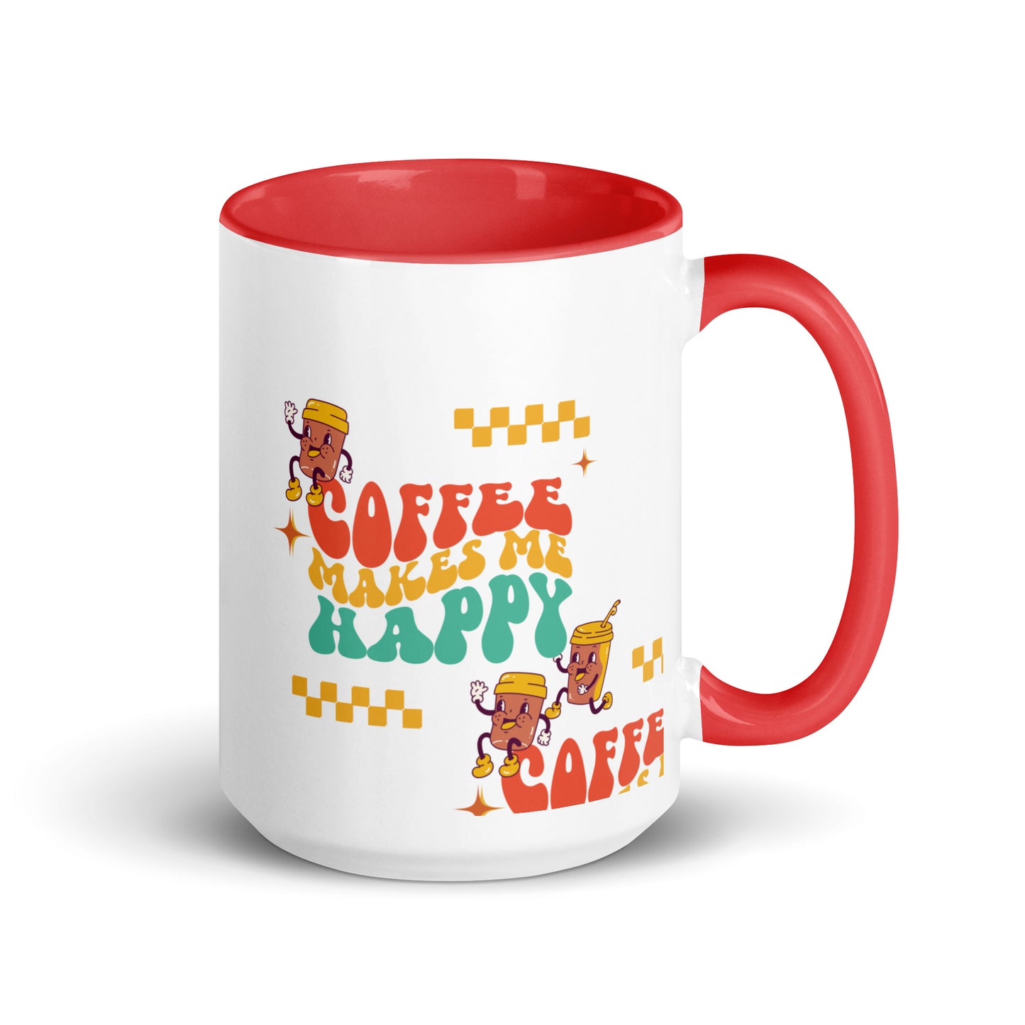 Coffee Makes Me Happy White Mug with Color Inside