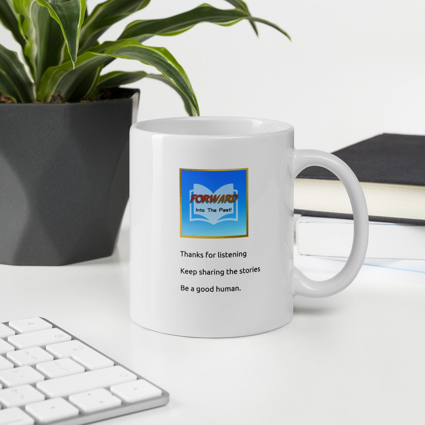 Forward Into The Past Logo and Tagline White Mug